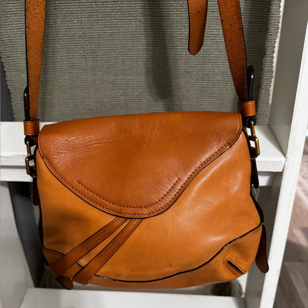 Ralph Lauren Camel Leather Crossbody Bag